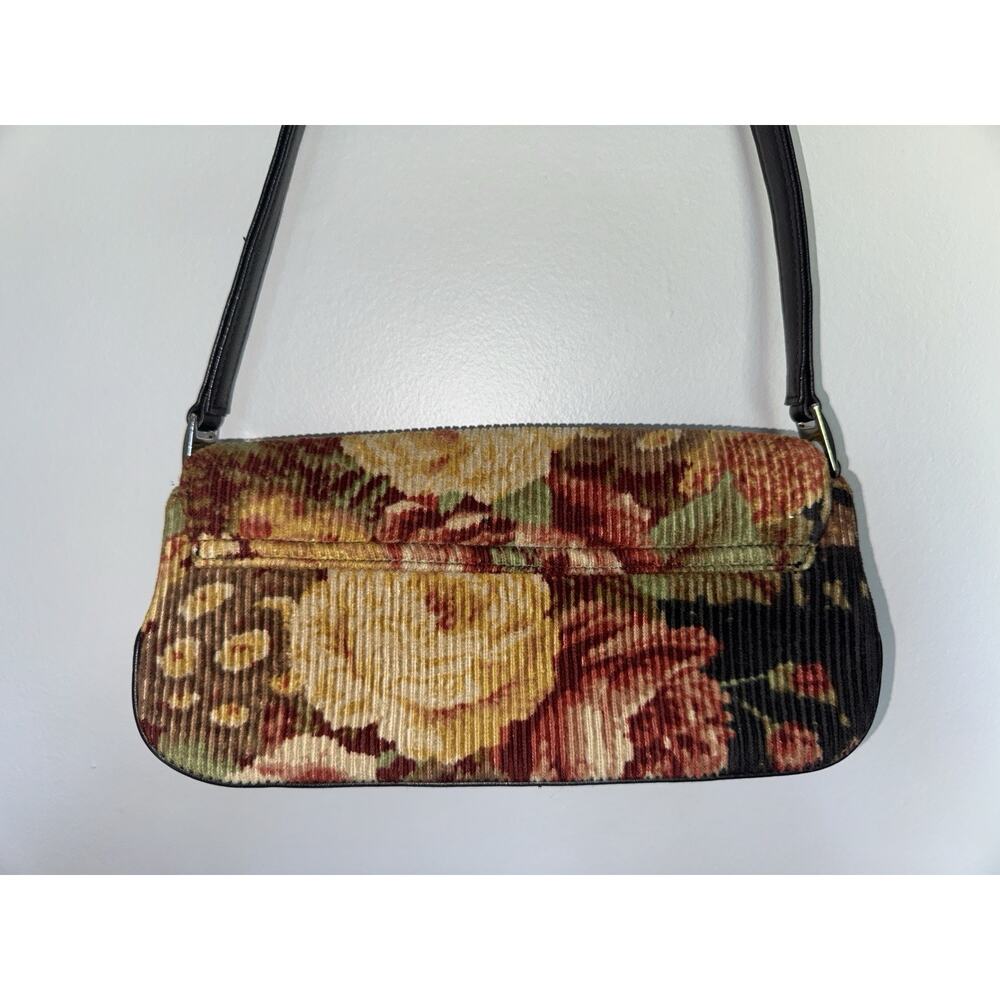 Vintage Y2K Liz Claiborne Floral Tapestry Corduroy Shoulder Bag Cottagecore - Picture 3 of 8